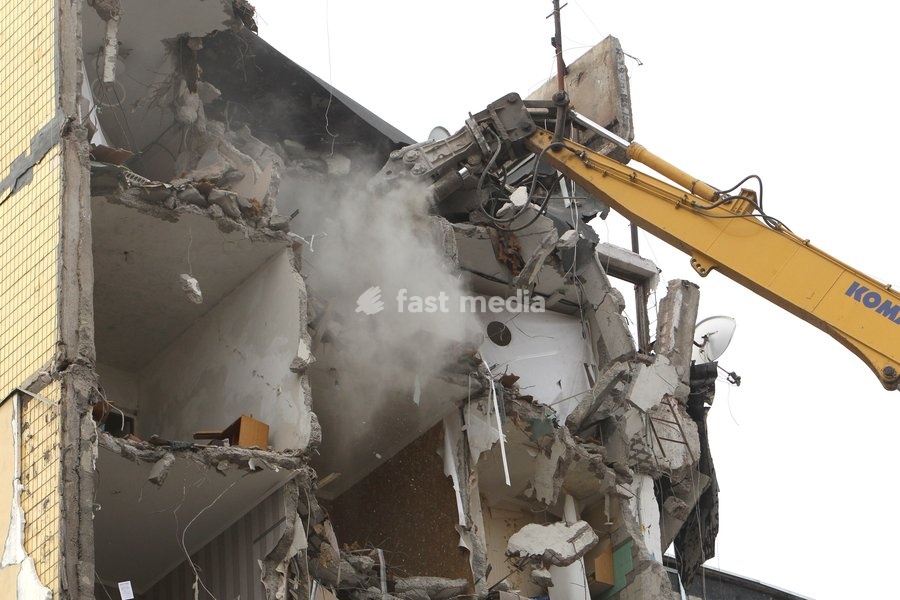 An excavator works during the dismantling of a section of a nine-story residential building damaged in a Russian drone attack overnight on November 7-8, 2025, in Dnipro, Ukraine, on October 13, 2026. Overnight on November 7-8, 2025, a Russian attack drone struck the first section of the nine-story…