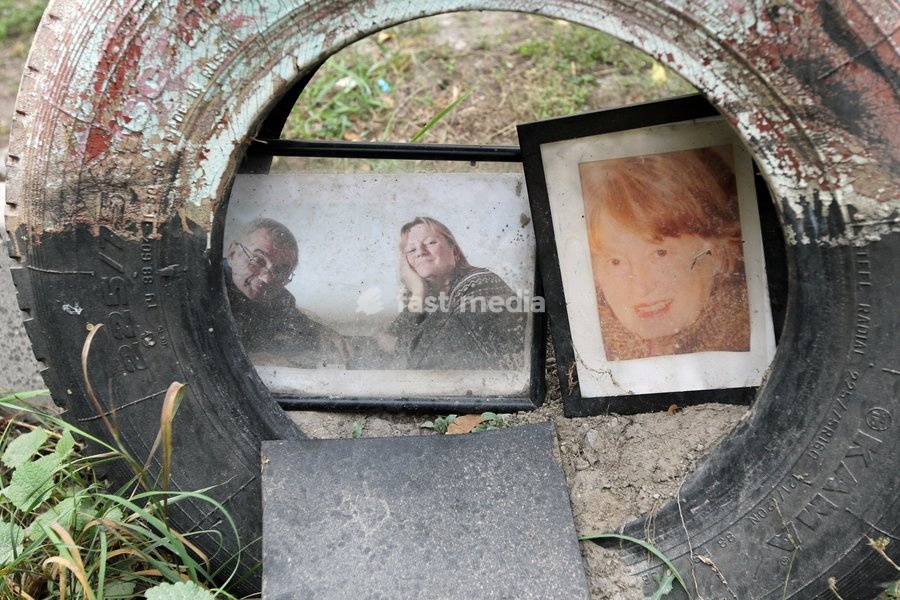 Photographs of people killed in a Russian drone attack on a nine-story residential building overnight on November 7-8, 2025, are seen in Dnipro, Ukraine, on October 13, 2026. During the attack, a Russian strike drone hit the first entrance section of the nine-story building at 46 Heroiv Avenue.…