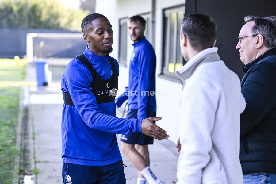 Gent's Michel-Ange Sumai Balikwisha pictured before a training session of Belgian soccer team KAA Gent, Wednesday 14 October 2026 in Gent. The team is preparing for the opening match of the UEFA Conference League league phase against Danish Aarhus GF tomorrow