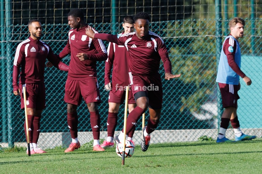 Anderlecht's Marco Kana pictured in action during a training session of Belgian soccer team RSC Anderlecht, Wednesday 14 October 2026 in Brussels. The team is preparing for the second match of the UEFA Europa League league phase against Croatian GNK Dinamo Zagreb tomorrow