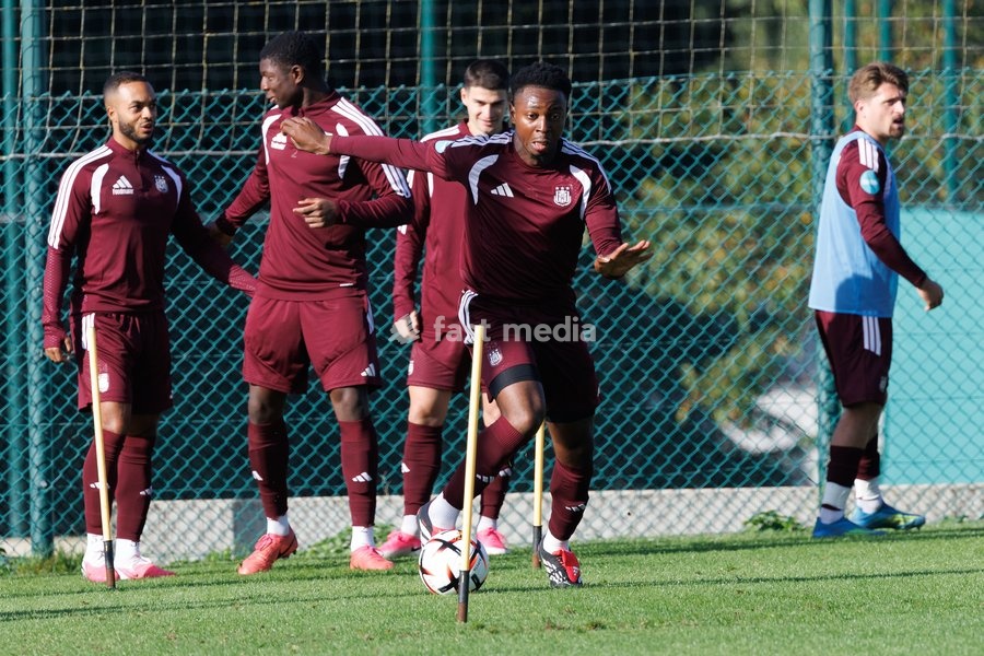 Anderlecht's Marco Kana pictured in action during a training session of Belgian soccer team RSC Anderlecht, Wednesday 14 October 2026 in Brussels. The team is preparing for the second match of the UEFA Europa League league phase against Croatian GNK Dinamo Zagreb tomorrow