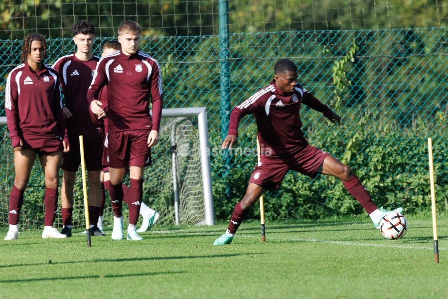 Anderlecht's Romeo Amane pictured in action during a training session of Belgian soccer team RSC Anderlecht, Wednesday 14 October 2026 in Brussels. The team is preparing for the second match of the UEFA Europa League league phase against Croatian GNK Dinamo Zagreb tomorrow