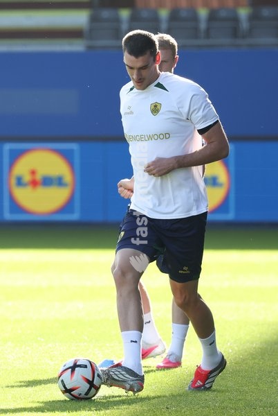 Union's Ross Sykes pictured during a training session of Belgian soccer team Royale Union Saint-Gilloise, Wednesday 14 October 2026 in Leuven. The team is preparing for the 2nd match of the UEFA Europa League league phase against Spanish Real Sociedad tomorrow