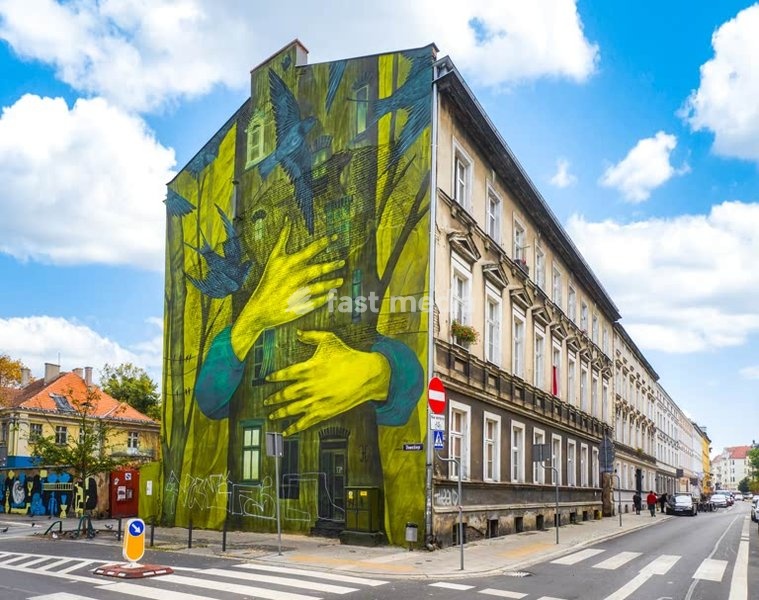 Wall painting in the old part of Poznan, Poland