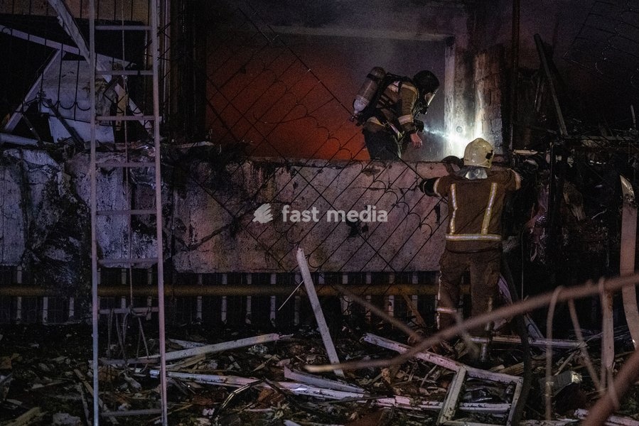 Rescuers work at the scene of a Russian missile strike on a nine-story residential building in Kyiv’s Desnianskyi district, Ukraine, on October 14, 2026. Russia launched a massive ballistic missile attack on the capital. Three women were killed and 19 people were injured in the Desnianskyi…