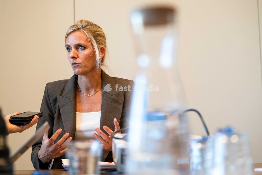 GSK Communication Director Elisabeth Van Damme is pictured as a GSK Belgium extraordinary works council is taking place in GSK Vaccine site in Wavre, on Wednesday 14 October 2026. The British pharmaceutical company GSK is one of the major employers in Wallonia, with sites in Wavre and Rixensart in…