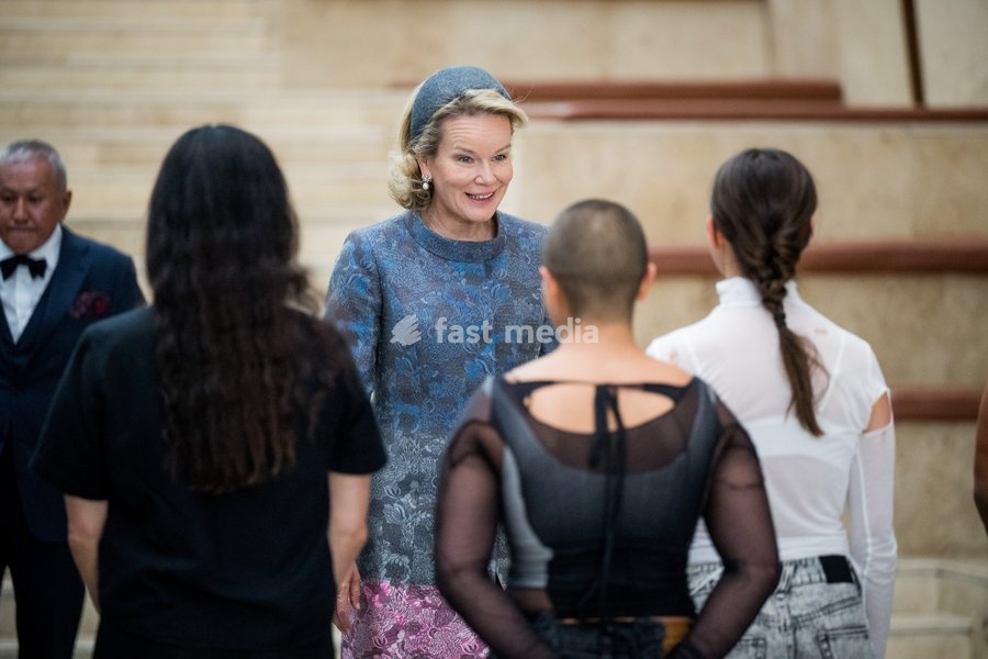 Queen Mathilde of Belgium pictured during a visit of the Almaty Museum of Arts the official state visit of the Belgian King and Queen to Kazakhstan, on Wednesday 14 October 2026. The first State Visit of Belgium's royal couple in central Asia from 11 to 14 October 2026, aims to highlight bilateral…