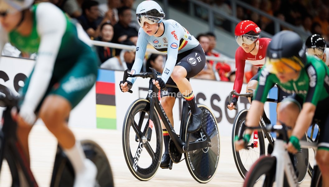 Belgian Helene Hesters pictured in action during the Women’s Scratch event at the UCI Track Cycling World Championships in Shanghai, China on Wednesday 14 October 2026. The worlds are taking place from 14 to 18 October 2026