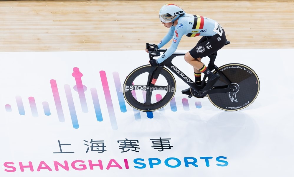 Belgian Helene Hesters pictured in action during the Women’s Scratch event at the UCI Track Cycling World Championships in Shanghai, China on Wednesday 14 October 2026. The worlds are taking place from 14 to 18 October 2026