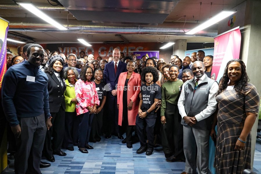 14/10/2026. London, UK. The Prince of Wales meeting with scholars and alumni of The Amos Bursary at UrbanMBA to spotlight the programme’s support to the next generation of Black British leaders. The Amos Bursary is a leading charity that supports high-achieving young people of African and Caribbean…