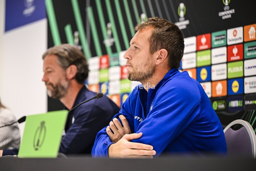 Gent's goalkeeper Davy Roef pictured during a press conference of Belgian soccer team KAA Gent, Wednesday 14 October 2026 in Gent. The team is preparing for the opening match of the UEFA Conference League league phase against Danish Aarhus GF tomorrow