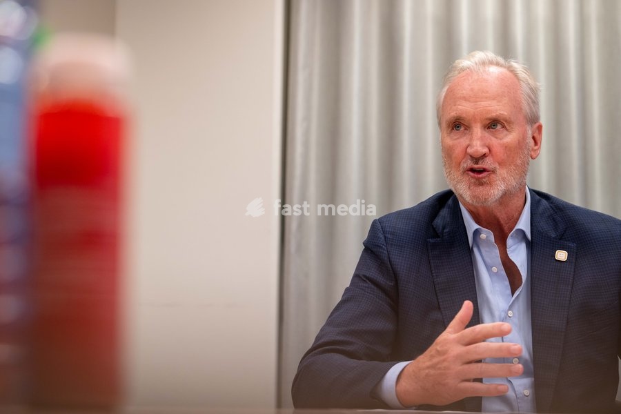 Telenet CEO John Porter is pictured during a press conference of the Telenet Group telecommunications firm at their headquarters in Mechelen on Wednesday 14 October 2026