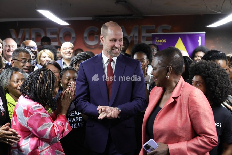 14/10/2026. London, UK. The Prince of Wales meeting with scholars and alumni of The Amos Bursary at UrbanMBA to spotlight the programme’s support to the next generation of Black British leaders. The Amos Bursary is a leading charity that supports high-achieving young people of African and Caribbean…