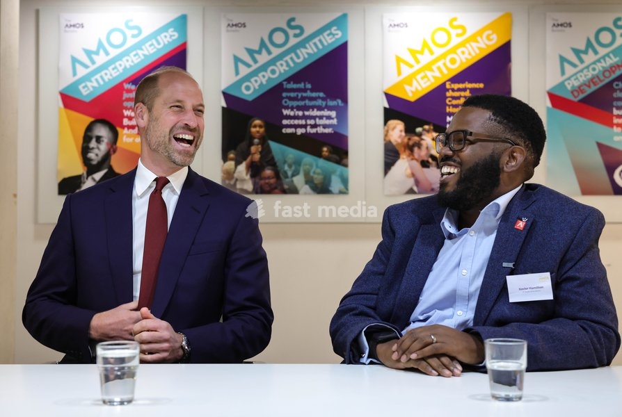 14/10/2026. London, UK. The Prince of Wales meeting with scholars and alumni of The Amos Bursary at UrbanMBA to spotlight the programme’s support to the next generation of Black British leaders. The Amos Bursary is a leading charity that supports high-achieving young people of African and Caribbean…