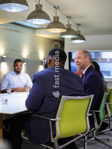 14/10/2026. London, UK. The Prince of Wales meeting with scholars and alumni of The Amos Bursary at UrbanMBA to spotlight the programme’s support to the next generation of Black British leaders. The Amos Bursary is a leading charity that supports high-achieving young people of African and Caribbean…