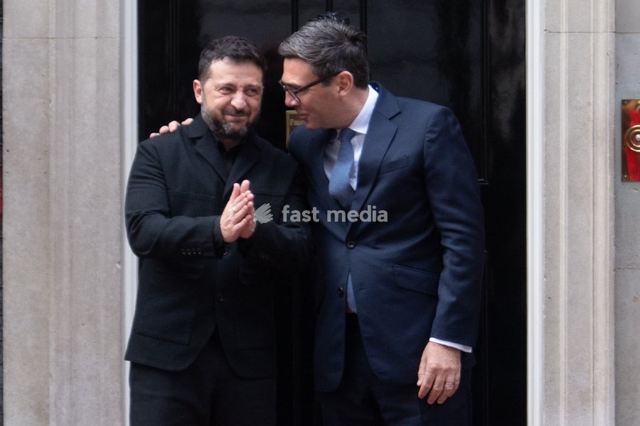 Volodymyr Zelenskyy - President of Ukraine arrives for a bilateral meeting with British Prime Minister Andy Burnham in Downing Street, London, England, UK on Wednesday 14 October, 2026