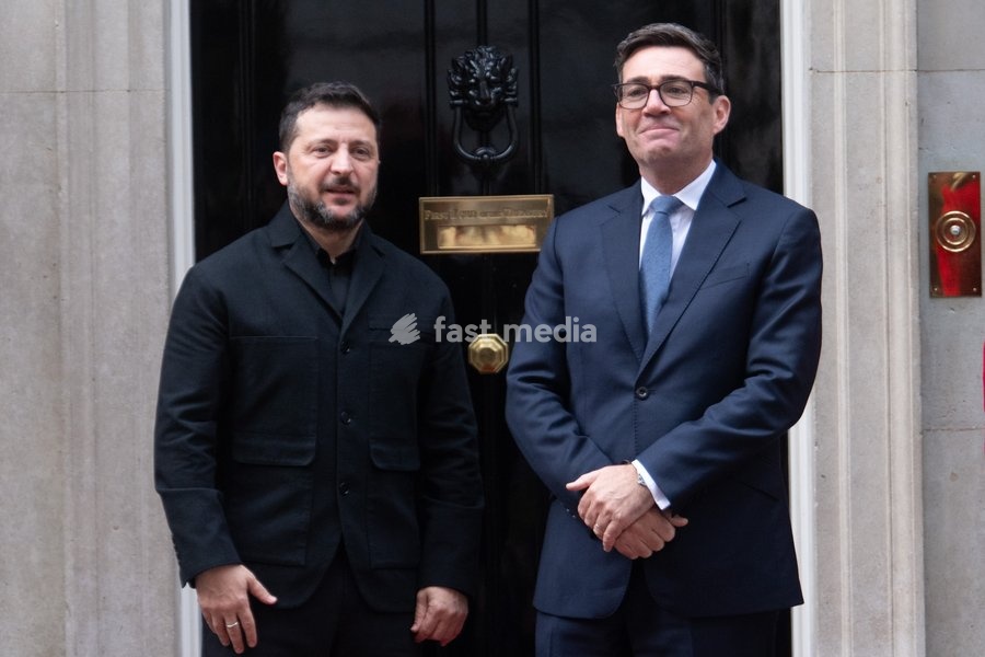 Volodymyr Zelenskyy - President of Ukraine arrives for a bilateral meeting with British Prime Minister Andy Burnham in Downing Street, London, England, UK on Wednesday 14 October, 2026