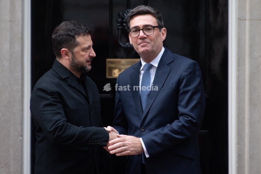 Volodymyr Zelenskyy - President of Ukraine arrives for a bilateral meeting with British Prime Minister Andy Burnham in Downing Street, London, England, UK on Wednesday 14 October, 2026
