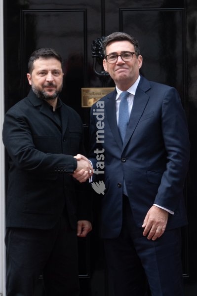 Volodymyr Zelenskyy - President of Ukraine arrives for a bilateral meeting with British Prime Minister Andy Burnham in Downing Street, London, England, UK on Wednesday 14 October, 2026