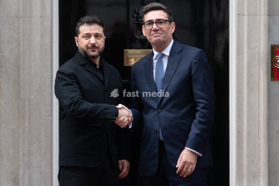 Volodymyr Zelenskyy - President of Ukraine arrives for a bilateral meeting with British Prime Minister Andy Burnham in Downing Street, London, England, UK on Wednesday 14 October, 2026