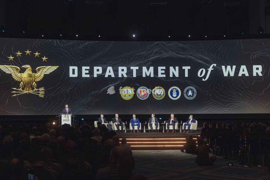 WASHINGTON, DC, OCTOBER 14: Secretary of War Pete Hegseth, Secretary of the Air Force Troy E. Meink, Acting Secretary of the Army Adam R. Telle, Acting Secretary of the Navy Hung Cao and Assistant Secretary of War for Special Operations and Low Intensity Conflict Derrick M. Anderson take part in…