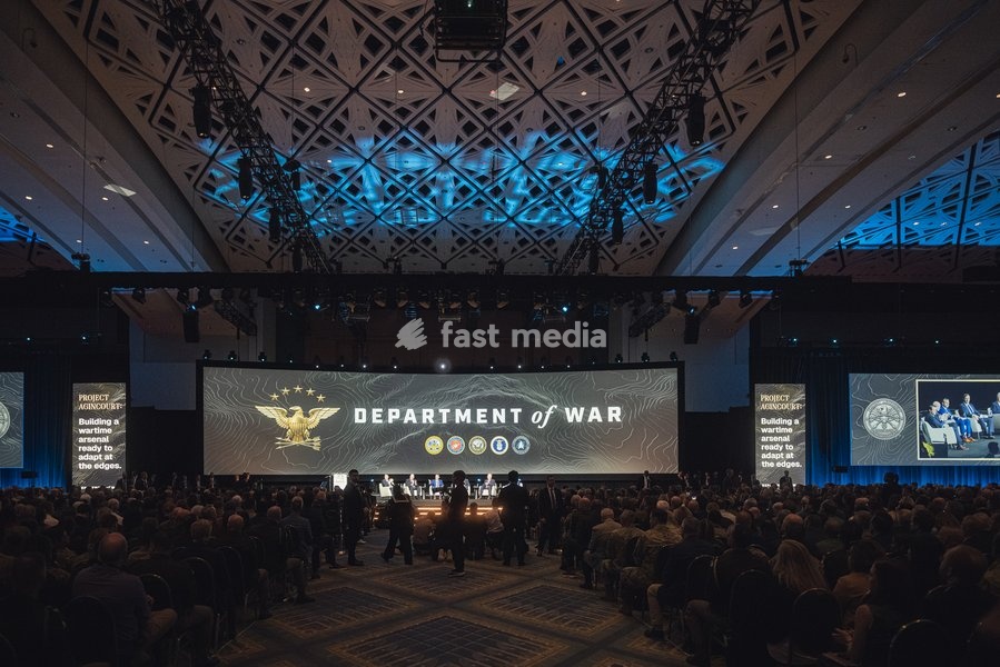 WASHINGTON, DC, OCTOBER 14: Secretary of War Pete Hegseth, Secretary of the Air Force Troy E. Meink, Acting Secretary of the Army Adam R. Telle, Acting Secretary of the Navy Hung Cao and Assistant Secretary of War for Special Operations and Low Intensity Conflict Derrick M. Anderson take part in…