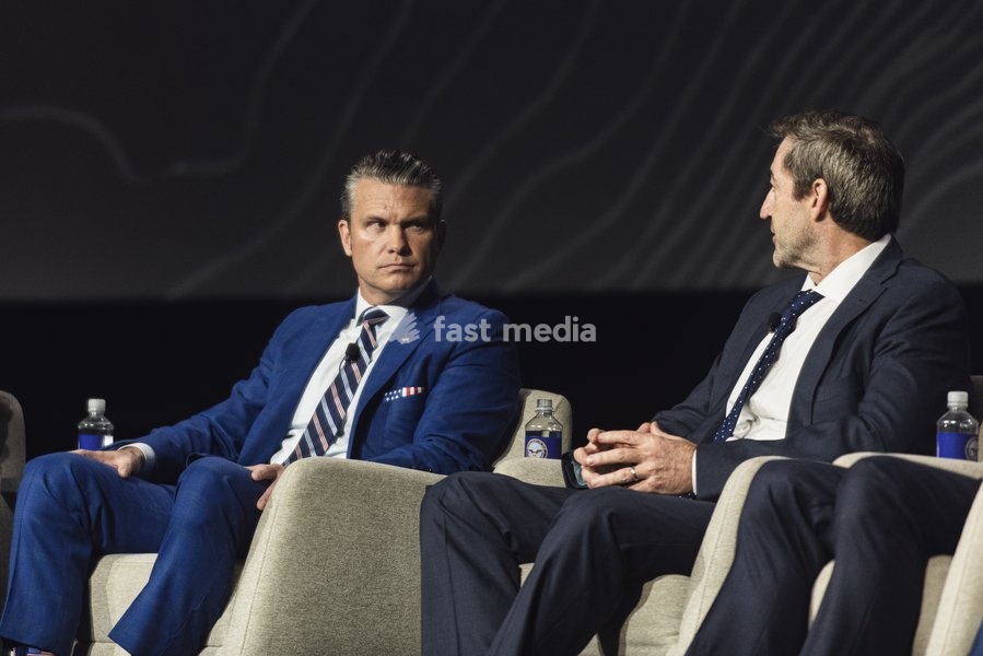 WASHINGTON, DC, OCTOBER 14: Secretary of War Pete Hegseth, Secretary of the Air Force Troy E. Meink, Acting Secretary of the Army Adam R. Telle, Acting Secretary of the Navy Hung Cao and Assistant Secretary of War for Special Operations and Low Intensity Conflict Derrick M. Anderson take part in…