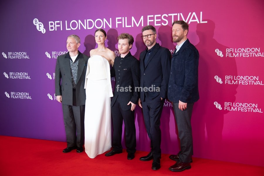 (L-R) - Martin Freeman, Caitriona Balfe, Fred Hechinger, Andrew Haigh and Tristan Goligher attends the Festival Gala of 'A Long Winter' at The 70th BFI London Film Festival at Royal Festival Hall, Southbank, London, England, UK on Wednesday 14 October, 2026