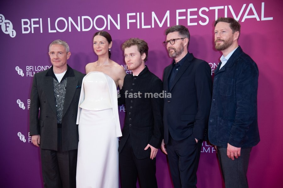 (L-R) - Martin Freeman, Caitriona Balfe, Fred Hechinger, Andrew Haigh and Tristan Goligher attends the Festival Gala of 'A Long Winter' at The 70th BFI London Film Festival at Royal Festival Hall, Southbank, London, England, UK on Wednesday 14 October, 2026
