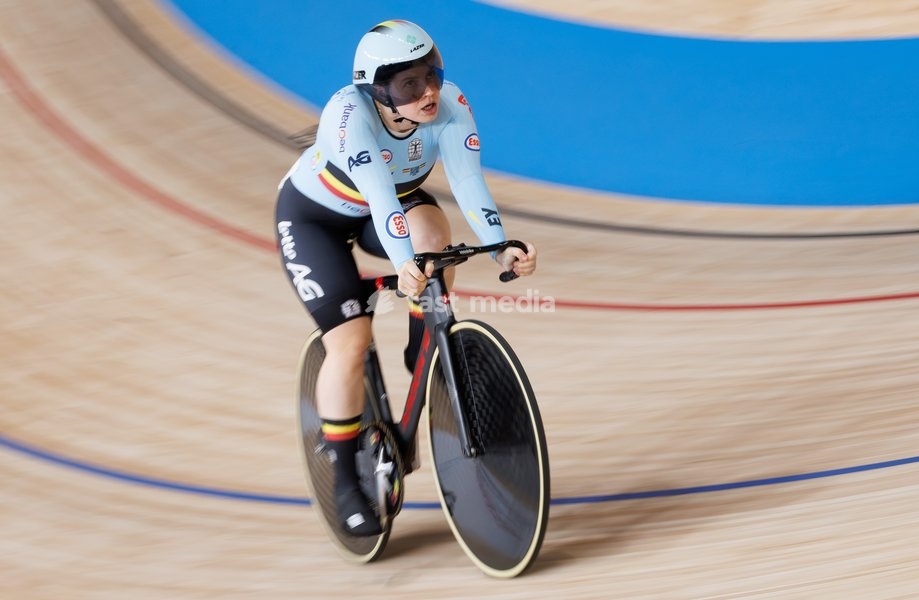 Belgian Nicky Degrendele pictured in action during the Women's Sprint event at the UCI Track Cycling World Championships in Shanghai, China on Thursday 15 October 2026. The worlds are taking place from 14 to 18 October 2026