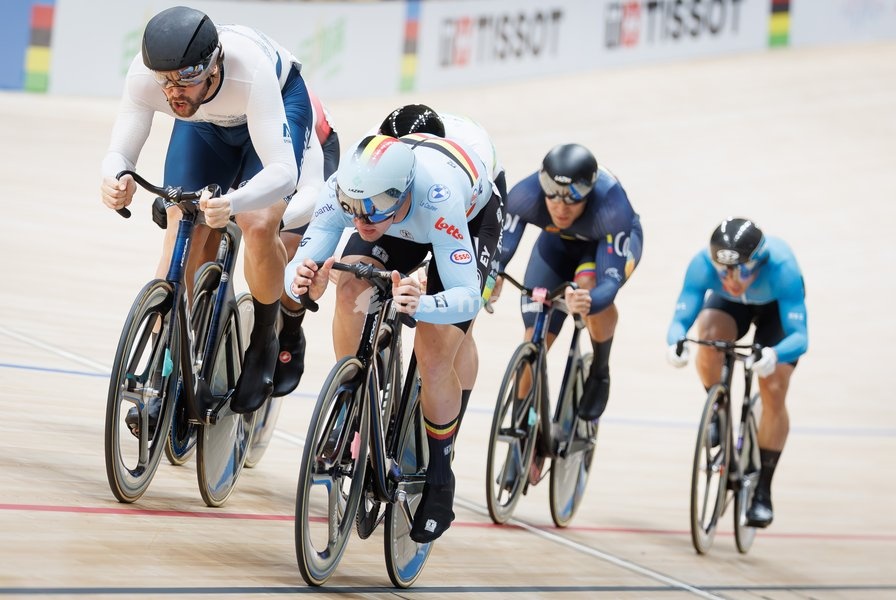 Belgian Lowie Nulens pictured in action during the Men's Keirin event at the UCI Track Cycling World Championships in Shanghai, China on Thursday 15 October 2026. The worlds are taking place from 14 to 18 October 2026