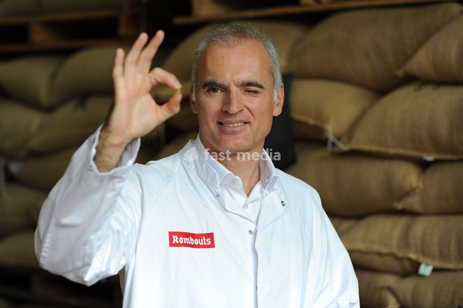Xavier Rombouts poses for the photographer at a press conference of Rombouts Coffee on the company's innovations, presence in 36 countries, and future plans, on the occasion of the 130th anniversary, on Thursday 15 October 2026 in Aartselaar, Antwerp