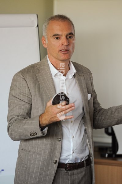 Xavier Rombouts pictured during a press conference of Rombouts Coffee on the company's innovations, presence in 36 countries, and future plans, on the occasion of the 130th anniversary, on Thursday 15 October 2026 in Aartselaar, Antwerp