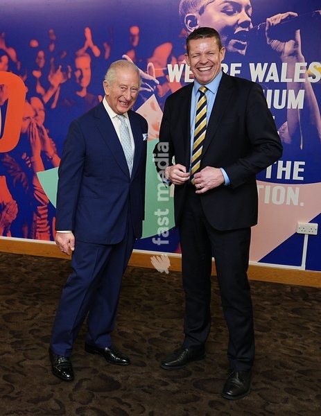King Charles III (left) with the First Minister of Wales and leader of Plaid Cymru Rhun ap Iorwerth during a private audience at the Wales Millennium Centre, following the ceremonial opening of the Senedd in Cardiff. Picture date: Thursday October 15, 2026