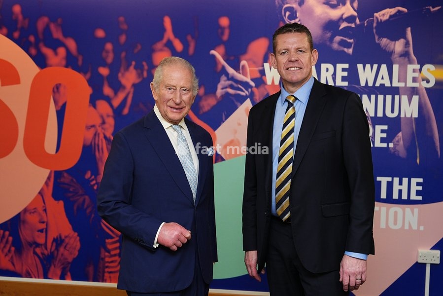 King Charles III (left) with the First Minister of Wales and leader of Plaid Cymru Rhun ap Iorwerth during a private audience at the Wales Millennium Centre, following the ceremonial opening of the Senedd in Cardiff. Picture date: Thursday October 15, 2026