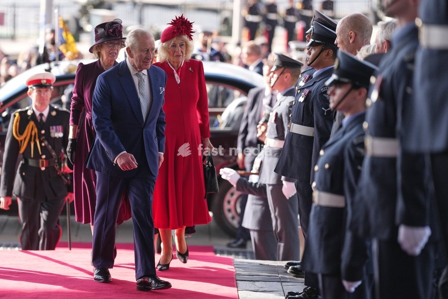 Britain's King Charles III and Queen Camilla arrive to attend the Ceremonial Opening of the Seventh Senedd in Cardiff, Wales, Thursday, Oct. 15, 2026