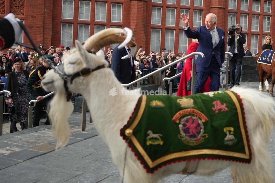 Britain's King Charles III waves as he leaves after attending the Ceremonial Opening of the Seventh Senedd in Cardiff, Wales, Thursday, Oct. 15, 2026