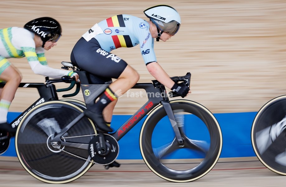 Belgian Lotte Kopecky, winner of the gold medal pictured in action during the Women's Elimination event at the UCI Track Cycling World Championships in Shanghai, China on Thursday 15 October 2026. The worlds are taking place from 14 to 18 October 2026