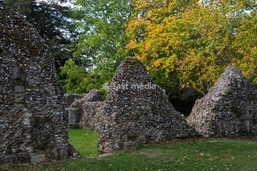 Abbey gardens in the grounds of Bury St Edmund's cathedral. Bury St Edmunds, Suffolk. United Kingdom. 14 October 2026
