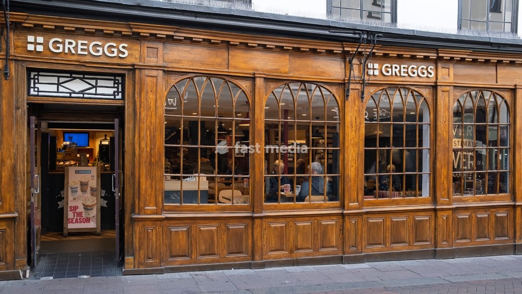 Housed in a restored 16th Centiry building, Greggs is possibly quite unique amongst the other outlets in the UK. Bury St Edmunds, Suffolk. United Kingdom. 14 October 2026