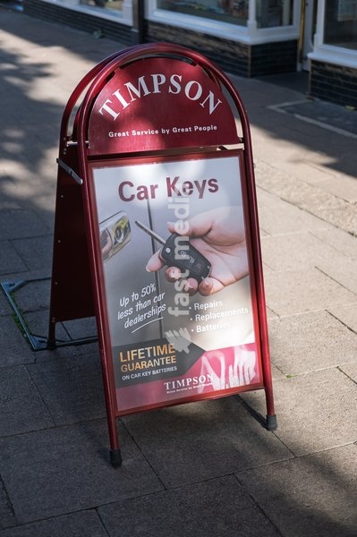 Sign outside Timpson shop close to the market. Bury St Edmunds, Suffolk. United Kingdom. 14 October 2026
