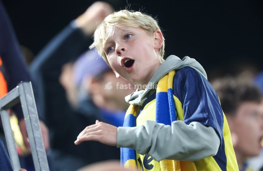 Union's supporters pictured during a soccer game between Belgian Royale Union Saint-Gilloise and Spanish Real Sociedad, Thursday 15 October 2026 in Leuven, the 2nd match of the UEFA Europa League league phase