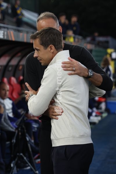 Union's head coach David Hubert pictured at a soccer game between Belgian Royale Union Saint-Gilloise and Spanish Real Sociedad, Thursday 15 October 2026 in Leuven, the 2nd match of the UEFA Europa League league phase
