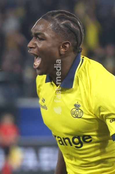 Union's Sekou Keita celebrates after scoring during a soccer game between Belgian Royale Union Saint-Gilloise and Spanish Real Sociedad, Thursday 15 October 2026 in Leuven, the 2nd match of the UEFA Europa League league phase