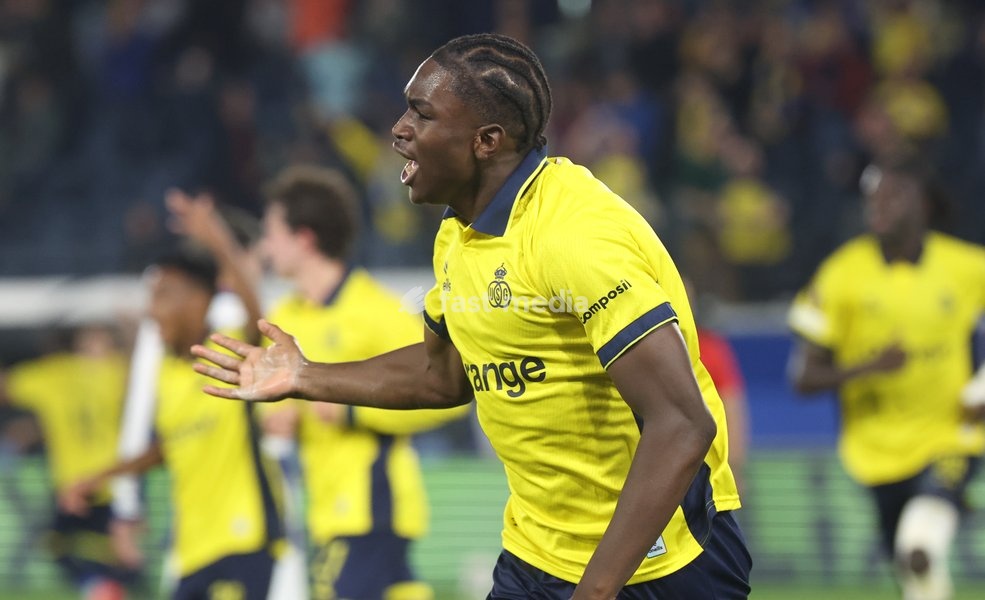 Union's Sekou Keita celebrates after scoring during a soccer game between Belgian Royale Union Saint-Gilloise and Spanish Real Sociedad, Thursday 15 October 2026 in Leuven, the 2nd match of the UEFA Europa League league phase