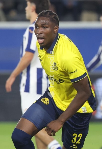 Union's Sekou Keita celebrates after scoring during a soccer game between Belgian Royale Union Saint-Gilloise and Spanish Real Sociedad, Thursday 15 October 2026 in Leuven, the 2nd match of the UEFA Europa League league phase