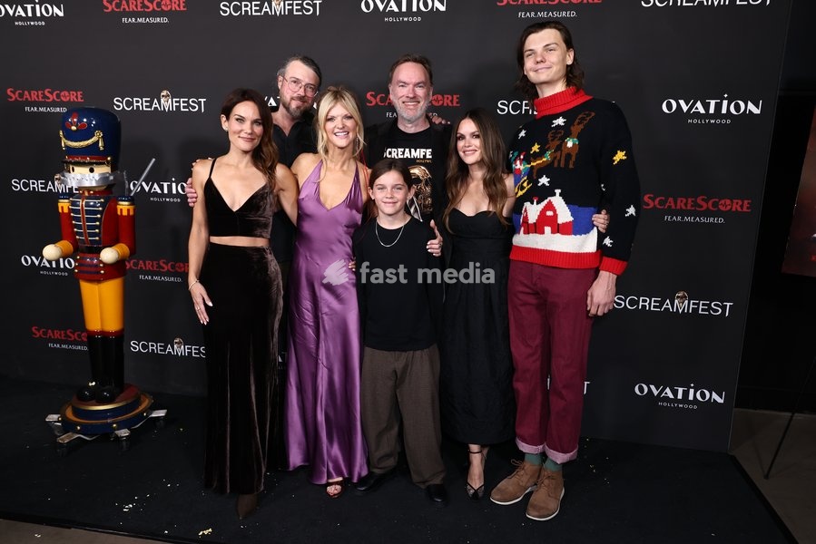 Olivia Allen, Zack Imbrogno, Arden Myrin, Elliott Egler, Kevin Lewis, Rachel Bilson and Zeke Jones at the 26th Annual Screamfest Horror Film Festival - Closing Night - World Premiere of Briarcliff Entertainment's 'Christmas At The Kringles' held at TCL Chinese 6 Theatres at Ovation Hollywood on…