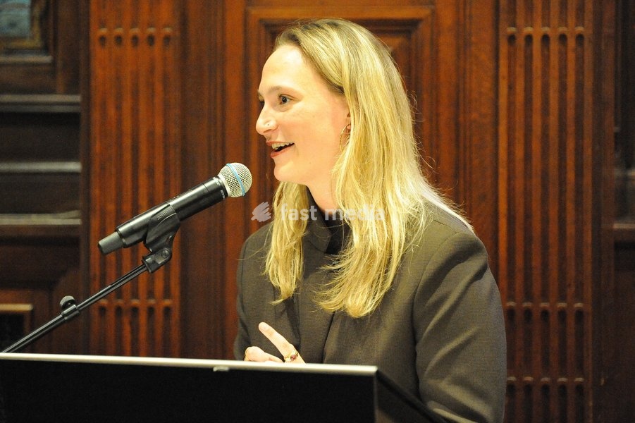 Fleur Roose pictured during a press event to present the full program and kick off of the Metropolis festival (17-24/10, with the youth collective Het Hart van Metropolis, on Friday 16 October 2026, in Antwerp city hall