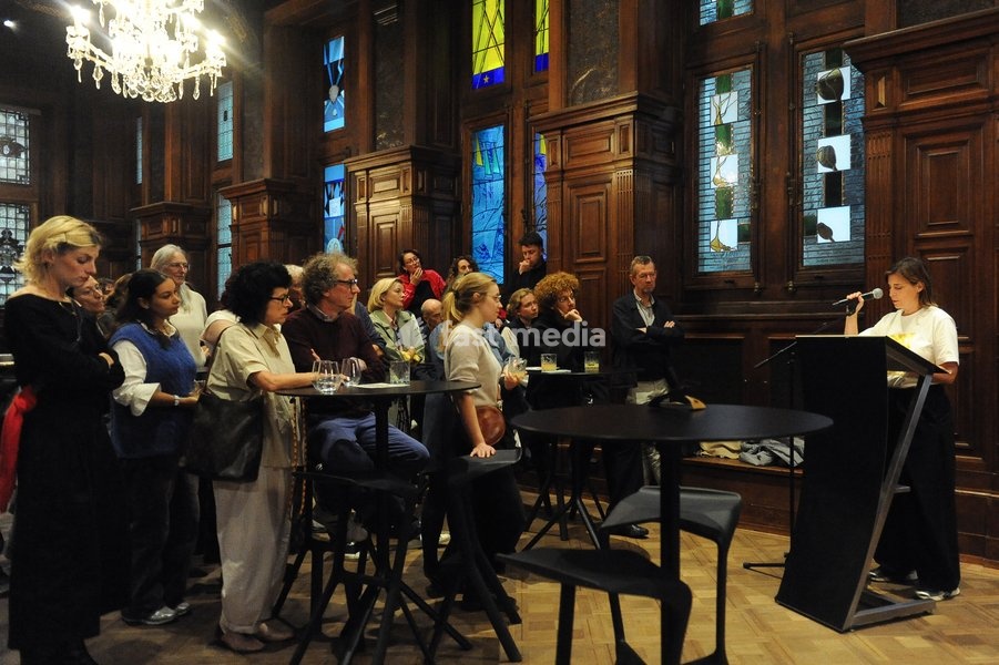 Alderwoman Lien Van de Kelder speeches at a press event to present the full program and kick off of the Metropolis festival (17-24/10, with the youth collective Het Hart van Metropolis, on Friday 16 October 2026, in Antwerp city hall