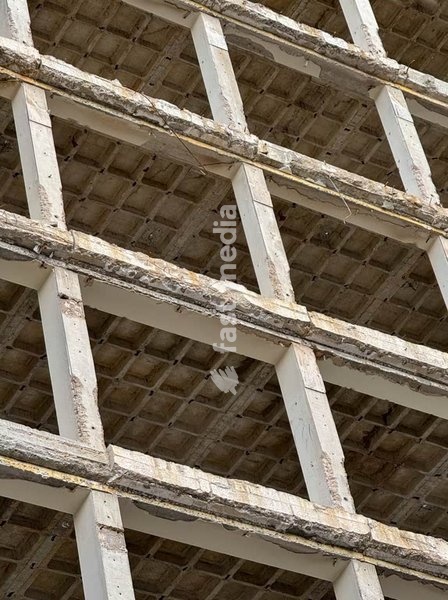 Stripped building structure on a construction site